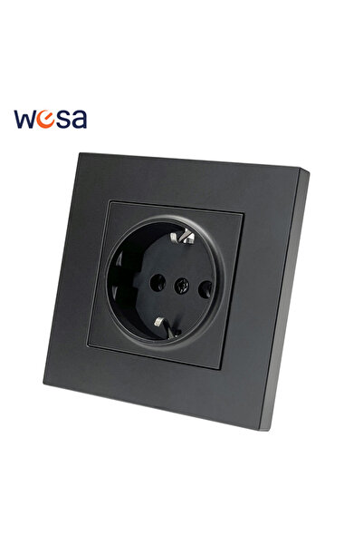Choice مقبس كهربائي أوروبي أحادي مع تأريض، مقبس طاقة أسود WESA 16 أمبير، منفذ...