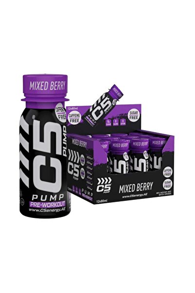 C5 PUMP Shot Pre - Workout, Caffeine - Free (Pack of 12, Mixed Berry) - Pre-W...