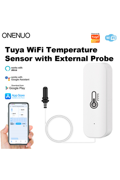 Choice1 Type 1 ONENUO Tuya WiFi Humidity Temperature Sensor with External Pro...