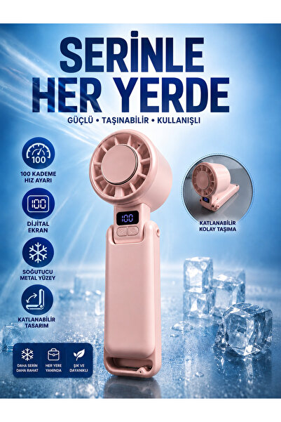 MOLEKUL Taşınabilir Turbo Buz Soğutmalı El Fanı 100 Kademe Ayarlı 4000 mAh So...