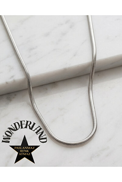 stainless steell 316L Steel Silver Tube Women's Necklace Men's Necklace 55 cm