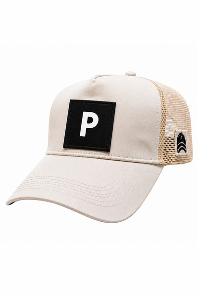 all hats P Letter Patch Detailed Mesh Trucker Baseball Cap