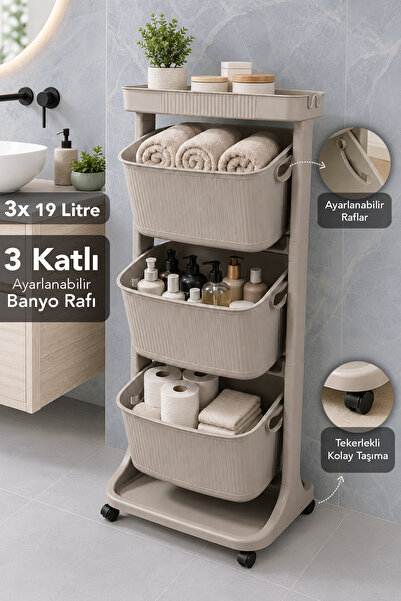 Meleni Home 3-Tier Bathroom Organizer - Towel Storage Bathroom Organizer with...
