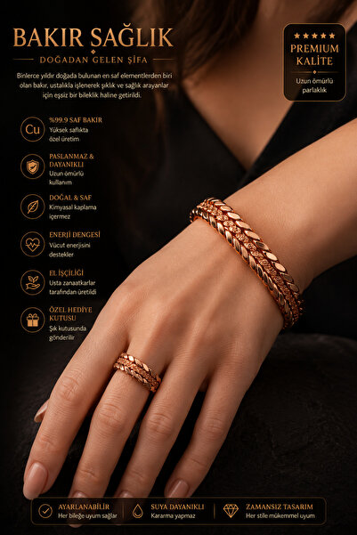 gulflower nude 100% Raw Copper Handcrafted Adjustable Ring Bracelet /Li Set V...