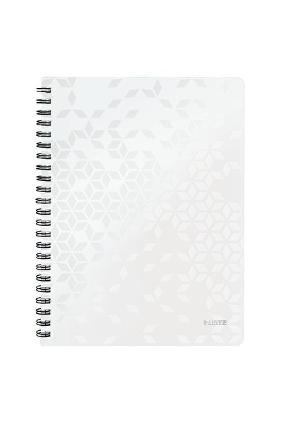 Leitz Caiet spiralat de birou A4 cu copertă albă din PP, Wow