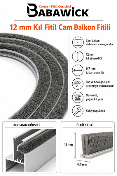 BABAWİCK Cam Balkon, Sürgülü Kapı Fitili, Kıl Fitil Taban 6,7 Mm, Yükseklik 1...
