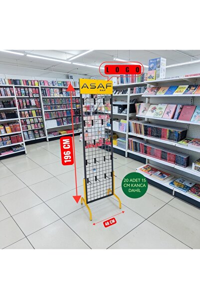 ASAFF AYAKLI TEL PANO STAND 48X192 CM 20 ADET 15 CM KANCA DAHİL