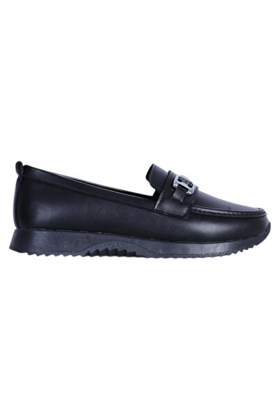 moda ayakkabım Moda Ayakkabı 256 Black-Cream Women's Ballet Shoes
