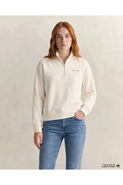 Gant Kadın Krem Yarım Fermuarlı Sweatshirt