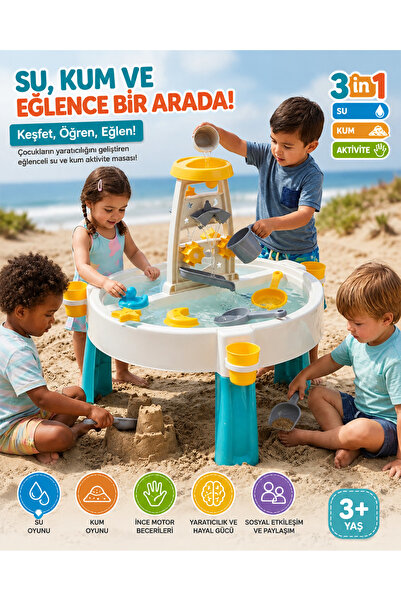 Ncbatölye Çocuk Su ve Kum Havuzlu Çocuk Masası - Bahçe, Balkon ve Plaj Oyuncağı