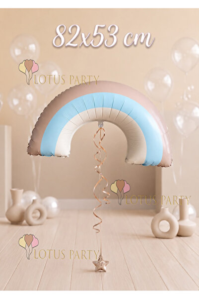 LOTUS PARTY Bohemian Retro Rainbow Foil Balloon - Blue Rainbow Foil Balloon