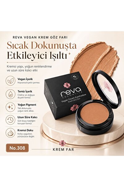 REVA Vegan Cream Eye Shadow - No. 308 |   Clean Content, Long-Lasting & Mono ...