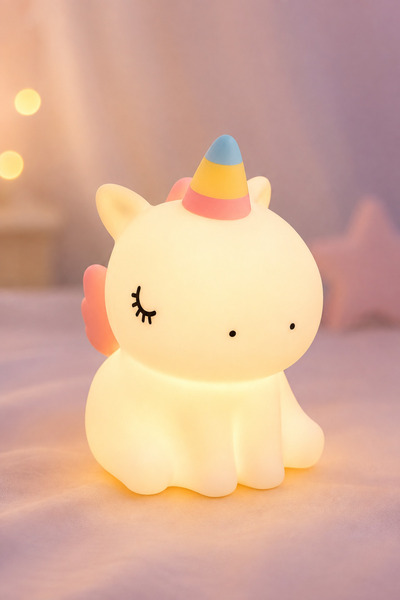 Genel Markalar Unipo - Unicorn Figürlü Şarjlı Silikon Gece Lambası 3 Kademe D...
