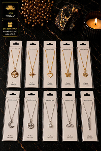 PURE BERRY 10LU KARMAŞIK SET 5 GOLD - 5 GÜMÜŞ KOLYE KARMAŞIK GÖNDERİLİR