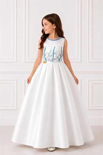 Moky Dizayn Princess Dress Decorated with Mulberry Beads