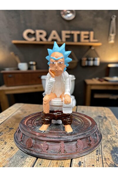 CRAFTEL Rick And Morty Rick On Toilet Tuvaletteki Rick 3D Figür El Boyaması 1...