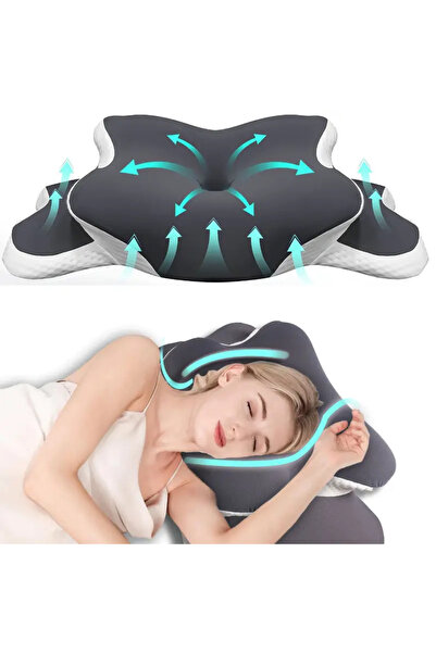 Choice DARK GRAY Ergonomic Memory Foam Butterfly Neck Pillow C-Shaped Adjusta...