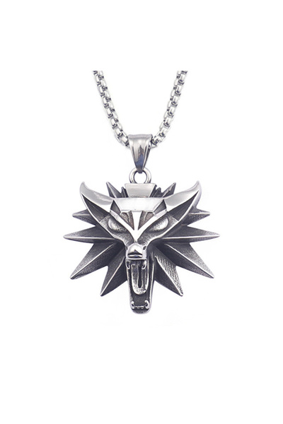 Choice 60cm Chain Stainless Steel Medieval Triple Wolf Head Pendant Necklace ...