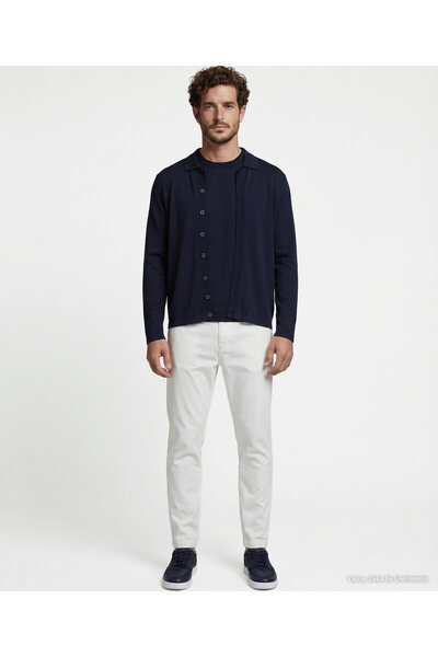 Yargıcı Regular Shirt Collar Long Sleeve Cardigan
