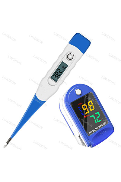 Choice7 Blue 1 Pulse Oximeter Finger Clip Pulse Thermometer Electronic Soft H...
