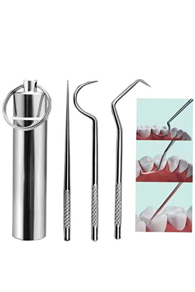 Choice 3pcs set Stainless Steel Toothpicks Pocket Set, Portable Floss Pick Re...