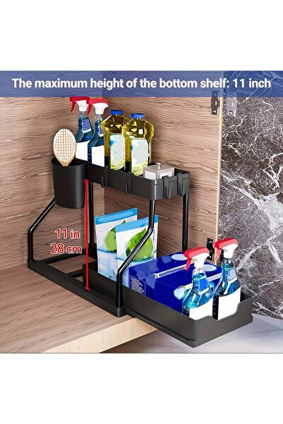 Choice7 Black-A Space Saving 2 Tier Under Sink Organizer,Pull Out Storage Box...