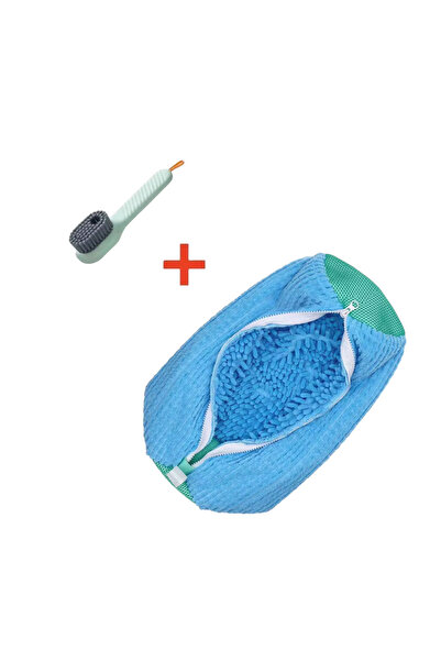 Choice5 2PCS Set blue Fluffy Fiber Shoe Washing Bag 360° Surround Cleaning Re...