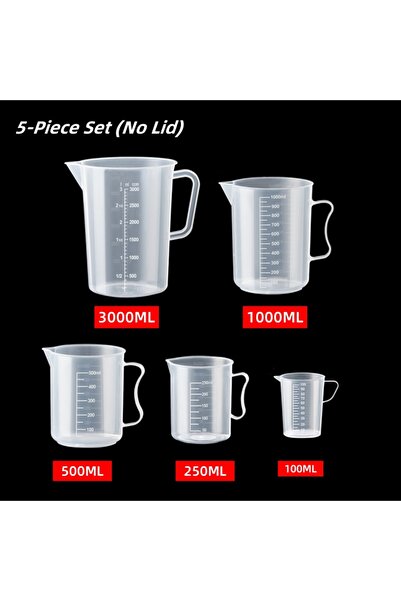 Choice15 5 PCS-set 2 100-5000ml Thickened Plastic Measuring Cup with Scale Fo...