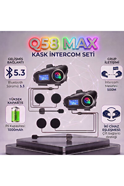 ALWAYS TEKNOLOJİ 2 ADET Q58 Max Dijitool Kablosuz Motosiklet Kaskı İnterkom Ç...