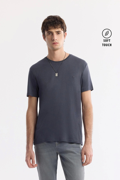 Avva Men's Anthracite Ultrasoft Crew Neck Cotton Plain Modal T-Shirt B001171