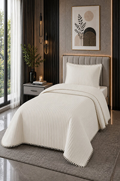 Bella Home Sofia Pompom Single Bedspread Set - 180X240 cm