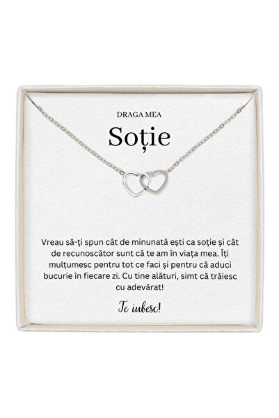 The Jewel Heart Colier cu pandantiv din argint și inimioare împletite, zircon...