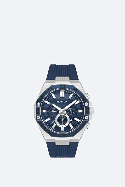 Avva Men's Navy Blue Gift Boxed Silicone Cord Wristwatch B009043