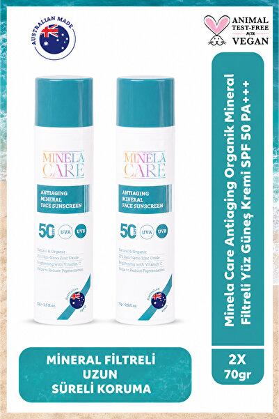 Minela Care 2'li Set: SPF 50+ Organik Mineral Anti-Aging Yaşlanma Karşıtı Yüz...