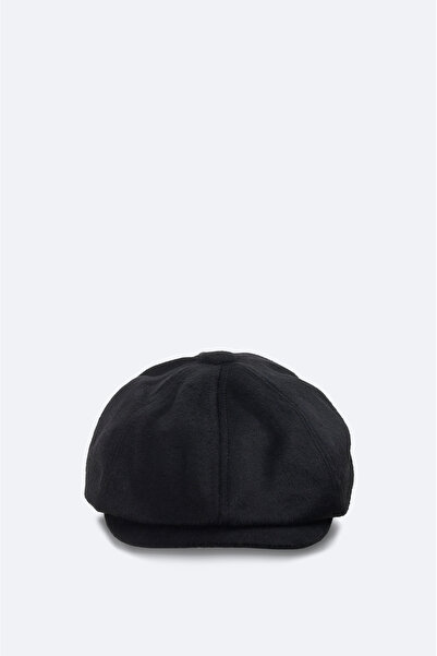 Avva Men's Black Wool Blend Buttoned Cap Hat A42Y9272
