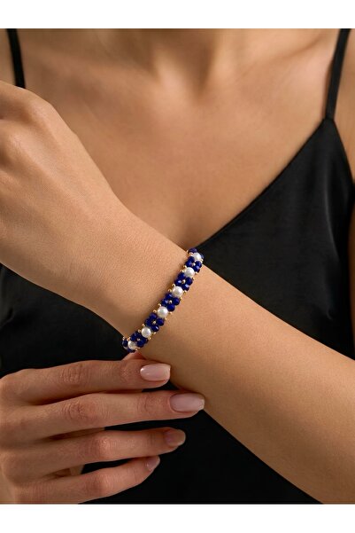 Beykan handmade Serafina Pearl and Crystal Detailed Bead Bracelet