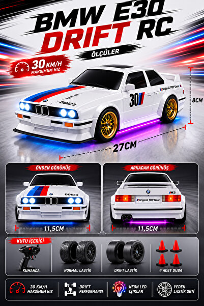 cayenna Drift RC 27 cm Uzaktan Kumandalı Şarjlı Drift Araba 4x4 Çekişli Neon ...