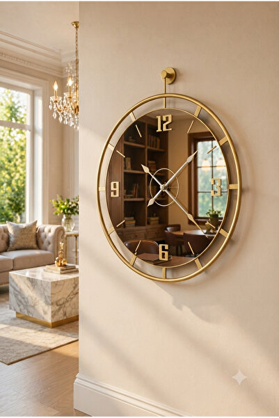 Mgs DUVAR SAATİ GLOW GOLD BRONZ AYNALI DUVAR SAATİ