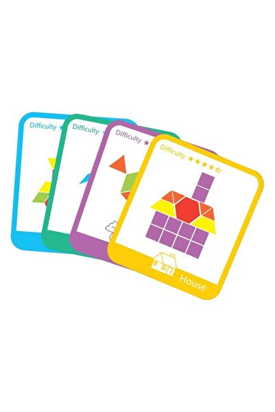 BAMI NETWORK Joc Tangram Lemn Colorat Montessori 19x19cm Copii