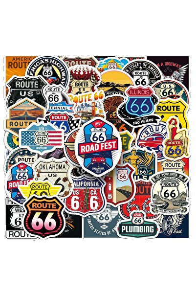 Choice MULTICOLOR 50Pcs Route 66 Stickers Route 66 Sign DIY Stickers Scrapboo...