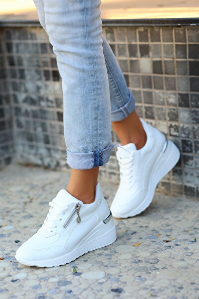 Madam Tarz Felicia Wedge Sole Zipper Detailed Casual Women's Sports Shoes