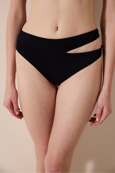 Penti Brigett Cut Textured Black Bikini Bottom