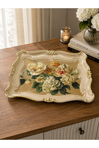 Zucci Sultan Çiçek Bahçesi Desenli Servis Tepsisi | 33x42 cm | ZucciHome | De...