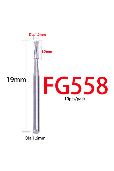 Choice3 FG558 10pcs/box Dental Tungsten Carbide Bur Drill FG 1/2/3/4/5 Round ...