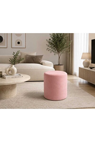 starella home Siyah Baby Face Puf Kumaş Süngerli Silindir Puf-Bench Tabure