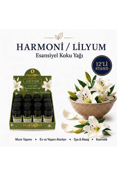 HARMONİ LİLYUM Çiçeği Esansiyel Uçucu Koku 10ML 12'li Stant Difüzör Esansı Bu...