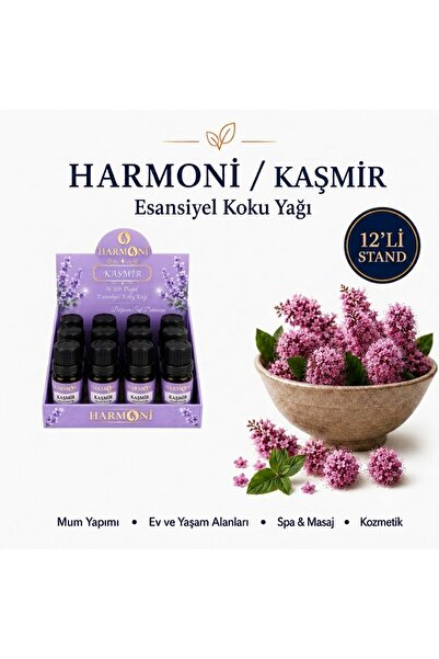HARMONİ KAŞMİR Çiçeği Esansiyel Uçucu Koku 10ML 12'li Stant Difüzör Esansı Bu...
