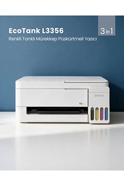 EPSON EcoTank L3356 Wi-Fi Çok Fonksiyonlu Mürekkep Püskürtmeli Yazıcı (Orijin...
