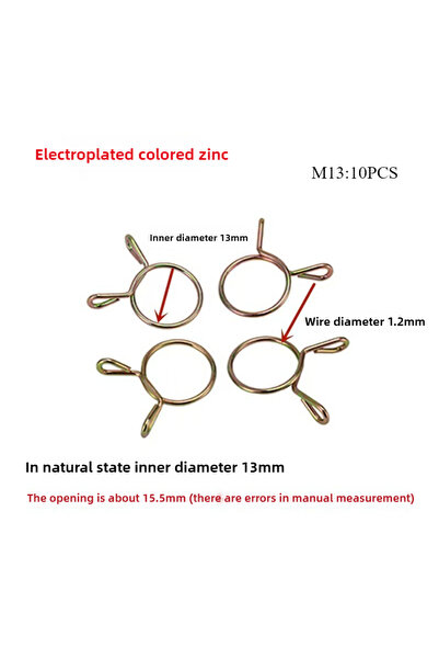 Choice5 M13 10PCS 10/20/50pcs Petrol Hose Spring Clamps 5~14mm Zinc Plated Pi...