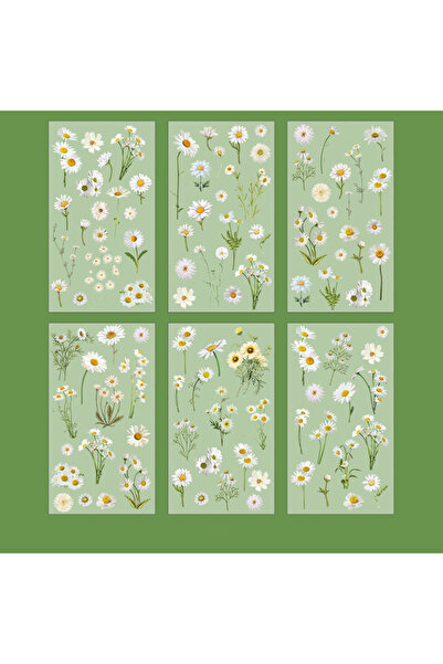 Choice Daisy 6 Pcs Journal Stickers, Plant and Flower Stickers,PET Waterproof...